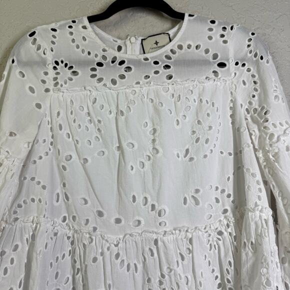 TUCKERNUCK Blouse Small Eloise Eyelet A-Line Silhouette Bell Sleeves Lined - Picture 6 of 15